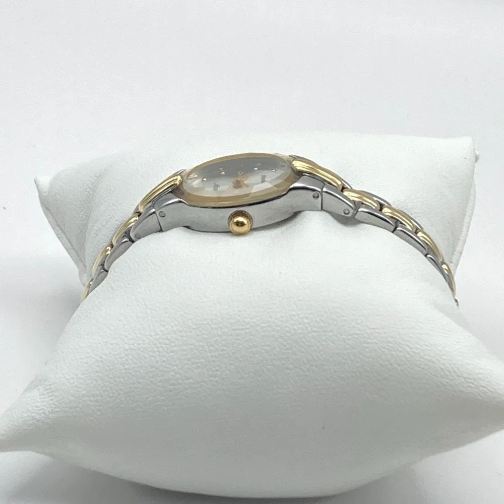 Armitron Now Womens Watch 17mm Silver Gold Two Tone Faceted New Battery SMALL 6